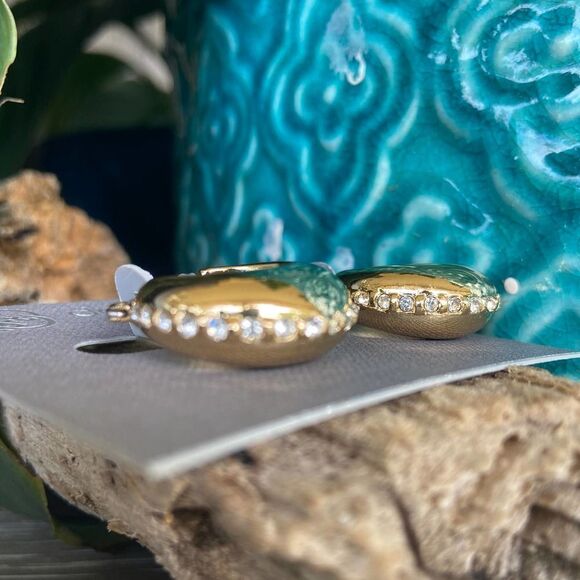 Thick Gold/Crystal Hoops Daisy Fuentes Fashion Earrings $16ea / 3 for $25 - Picture 3 of 8